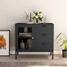 Sideboard Black 75x35x70 cm Steel and Tempered Glass