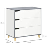 Chest of Drawers 3-Drawer Dresser Storage Cabinet with Solid Wood Legs White