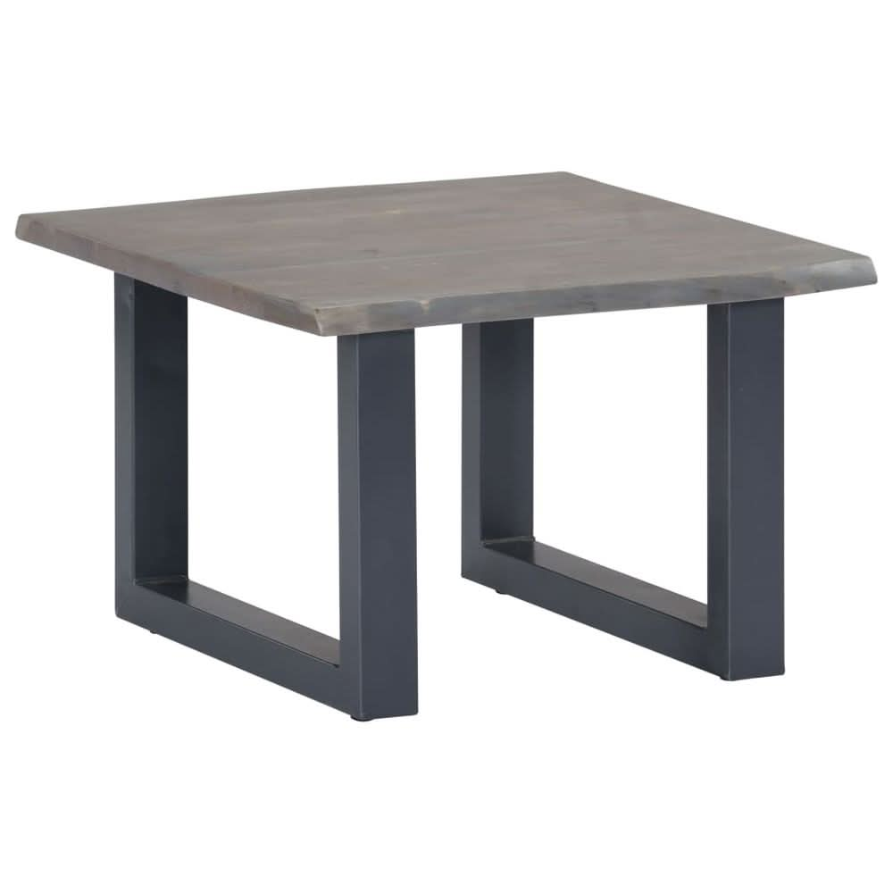 Coffee Table with Live Edges Grey 60x60x40 cm Solid Acacia Wood