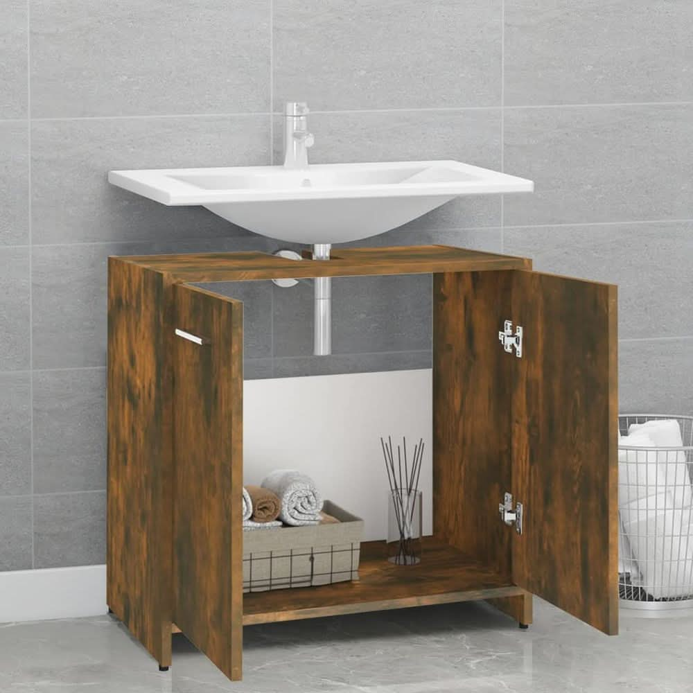 Bathroom Cabinet Smoked Oak 60x33x60 cm Engineered Wood