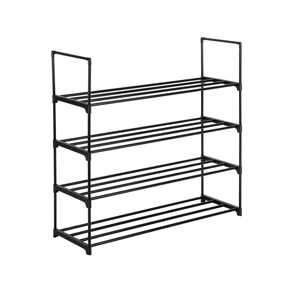 2 Set 4 Tiers Shoe Rack Shoe Tower Shelf Storage Organizer For Bedroom, Entryway, Hallway, and Closet Gray Color