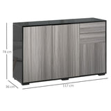 Side Cabinet  2 Door Cabinet and 2 Drawer for Home Office Grey Black