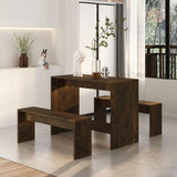 3 Piece Dining Set Smoked Oak Engineered Wood