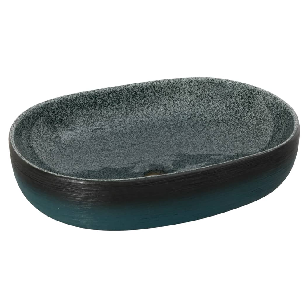 Countertop Basin Turquoise Oval 59x40x14 cm Ceramic