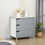 Chest of Drawers 3-Drawer Dresser Storage Cabinet with Solid Wood Legs Grey