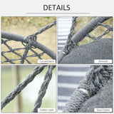 Hanging Hammock Chair Cotton Rope Swing & Metal Frame Large Macrame, Dark Grey