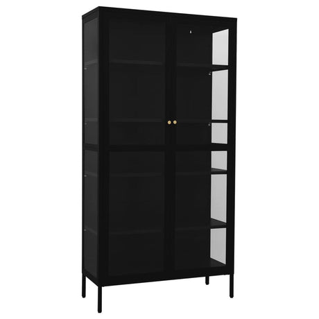 Display Cabinet Black 90x40x180 cm Steel and Tempered Glass