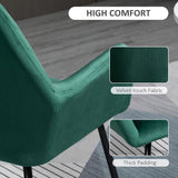 Modern Accent Chair Velvet-Feel Upholstered Lounge Armchair Metal Base Green