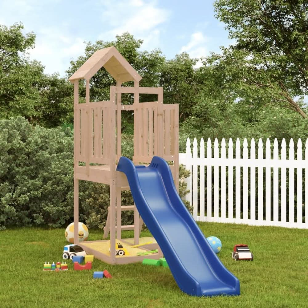 Playhouse with Slide Solid Wood Pine