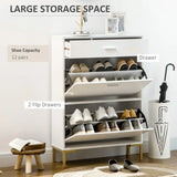 Modern Shoe Cupboard for Hallway w/ Flip Drawers 12 Pair Shoe Storage Organizer