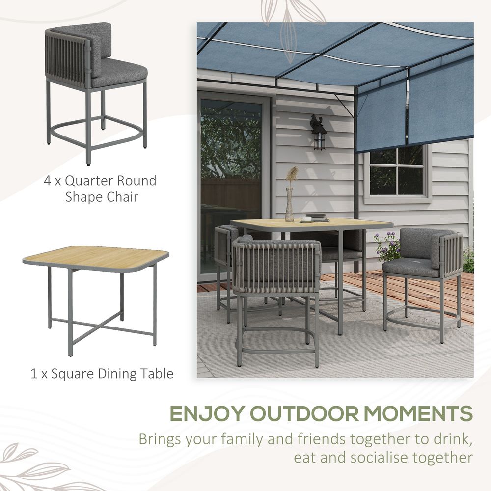 Outsunny Rattan Dining Sets, Cube Garden Furniture w/ Space-saving Design, Grey