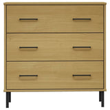 Sideboard with 3 Drawers Brown 77x40x79.5 cm Solid Wood OSLO