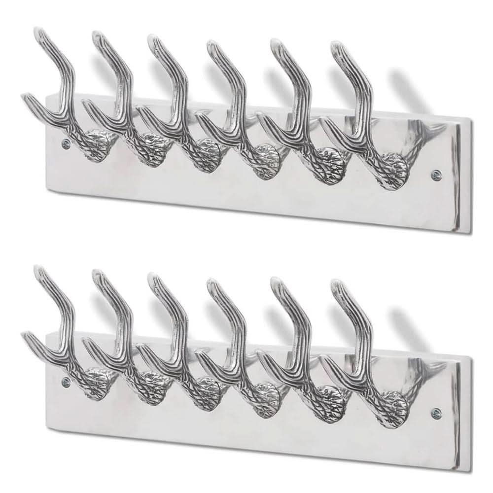 Wardrobe Coat Hooks 2 pcs Silver Aluminium