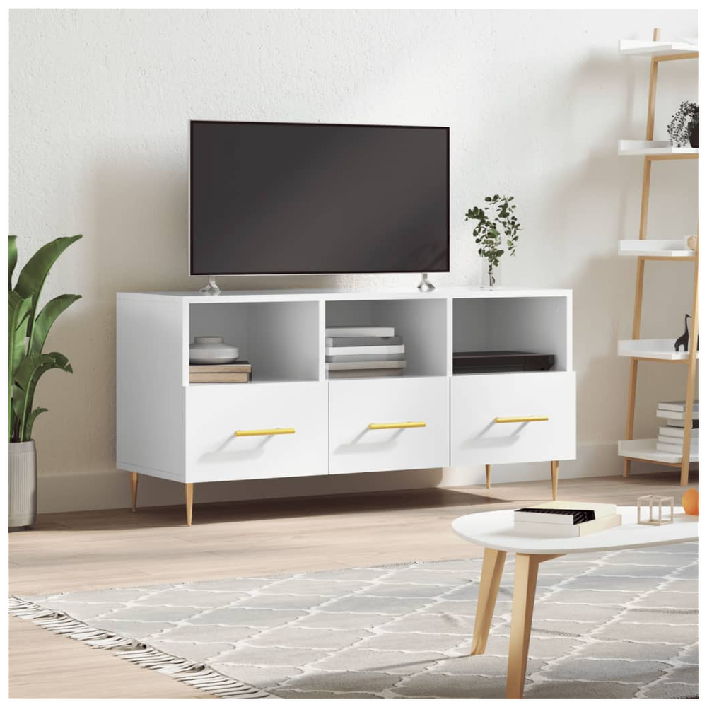 TV Cabinet High Gloss White 102x36x50 cm Engineered Wood