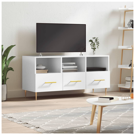 TV Cabinet High Gloss White 102x36x50 cm Engineered Wood