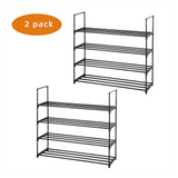 2 Set 4 Tiers Shoe Rack Shoe Tower Shelf Storage Organizer For Bedroom, Entryway, Hallway, and Closet Gray Color