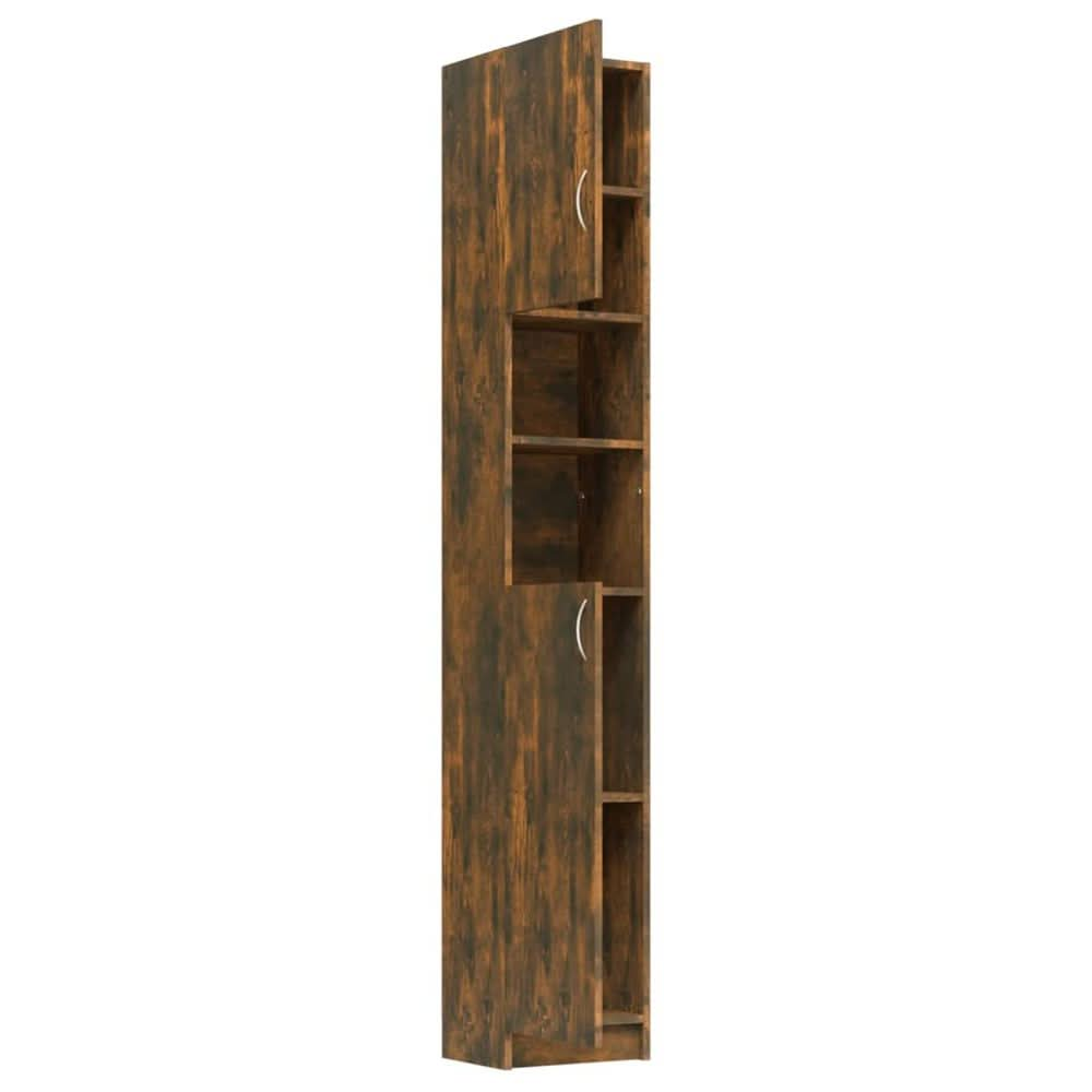 Bathroom Cabinet Smoked Oak 32x25.5x190 cm Engineered Wood