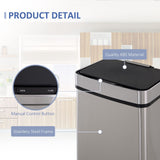 Motion Sensor Rubbish Bin, 3 Compartments Removable Lid Stainless Steel HOMCOM