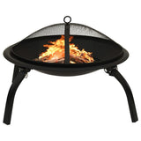 2-in-1 Fire Pit and BBQ with Poker 56x56x49 cm Steel