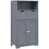 kleankin Bathroom Storage Cabinet, Small Bathroom Cabinet with Louvred Doors