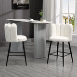 HOMCOM Bar Stools Set of 2, Breakfast Barstools with Backs, Cream