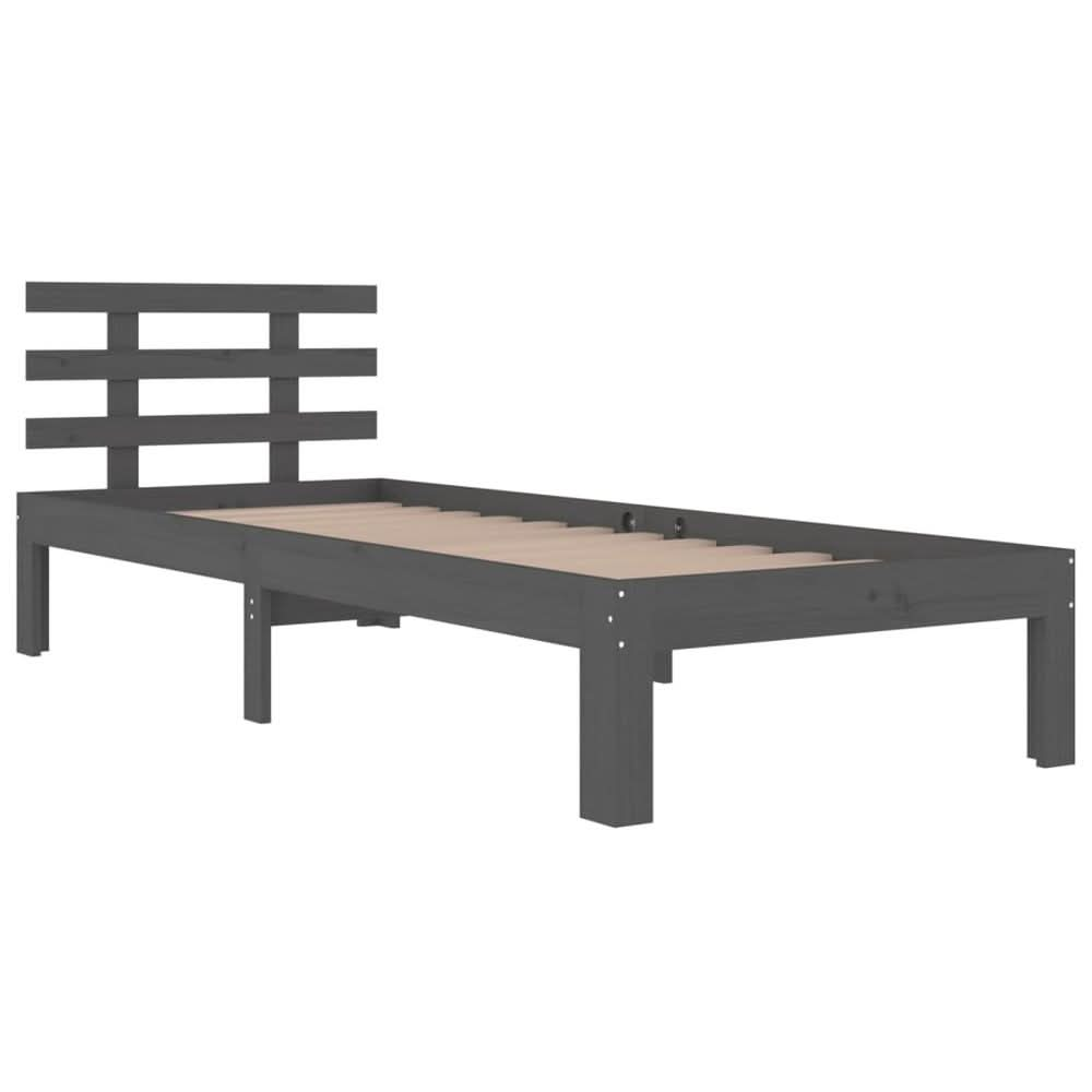 Bed Frame Grey Solid Wood 90x190 cm 3FT Single