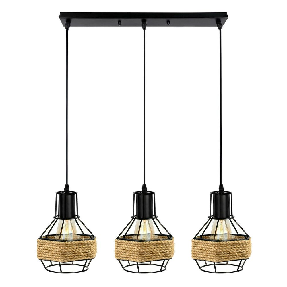 Vintage Retro Industrial Hemp Hanging Light Shade Ceiling Pendant Lights