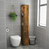 Bathroom Cabinet Smoked Oak 25x25x170 cm Engineered Wood