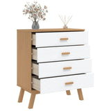 Drawer Cabinet OLDEN White and Brown Solid Wood Pine