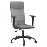 Office Chair Grey Mesh Fabric and Faux Leather