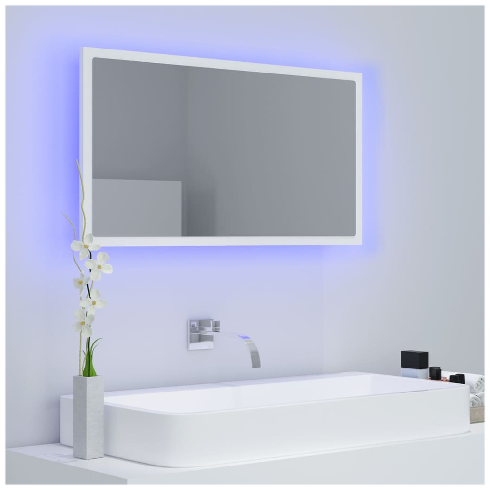 LED Bathroom Mirror White 80x8.5x37 cm Acrylic