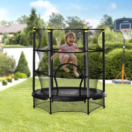 5.2FT Kids Trampoline with Safety Enclosure, Indoor Outdoor - Black