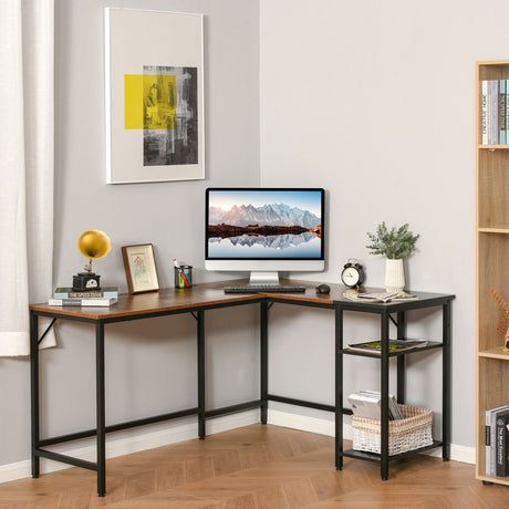 Computer Desk with Adjustable Storage Shelf Compact Gaming Workstation