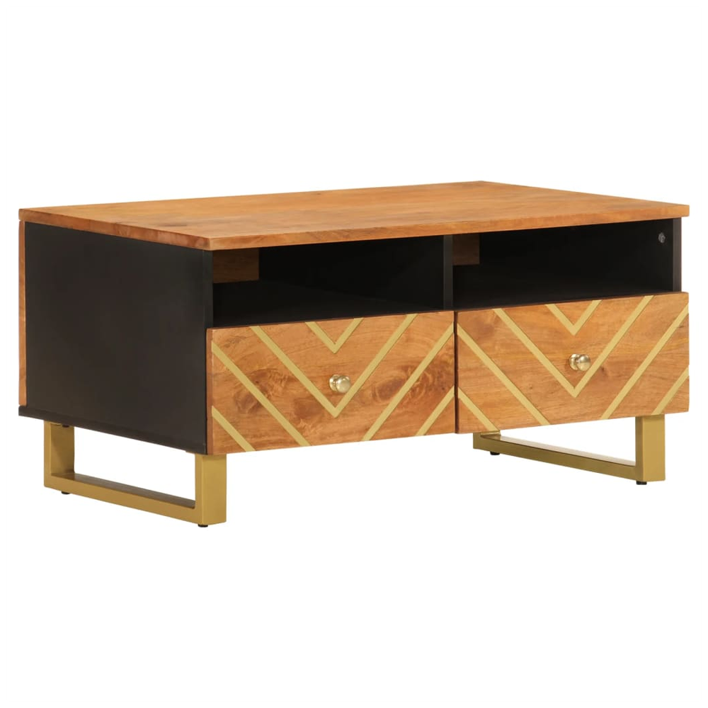 Coffee Table Brown and Black 80x54x40 cm Solid Wood Mango