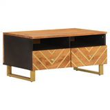 Coffee Table Brown and Black 80x54x40 cm Solid Wood Mango