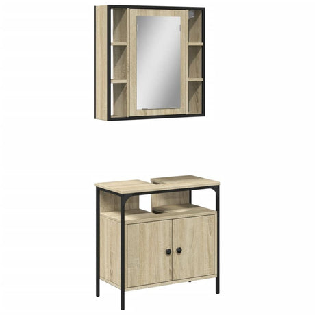 2 Piece Bathroom Furniture Set Sonoma Oak Engineered Wood