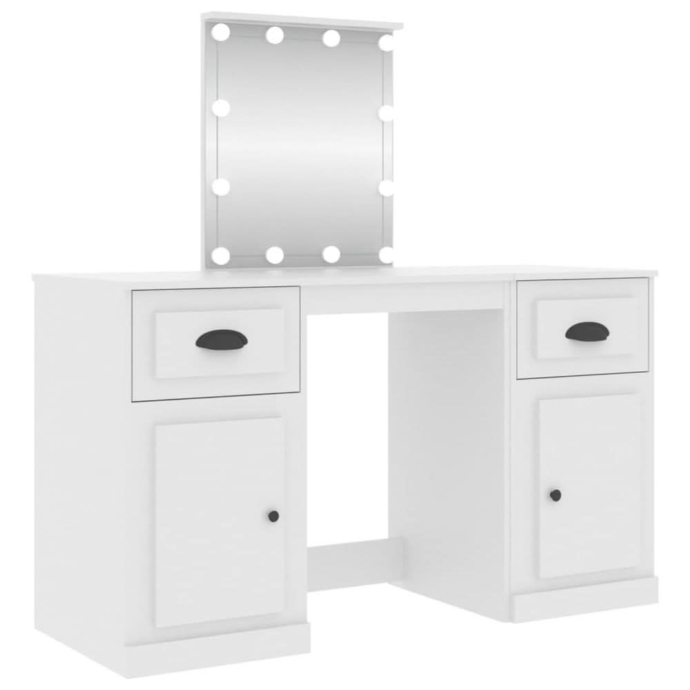 Dressing Table with LED White 130x50x132.5 cm