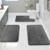 3PC Velvet Bath Set Super Soft Non-slip Comfortable Bath Mats Carpet Set for Bathroom Absorbent Washable Rug Toilet Floor Mat