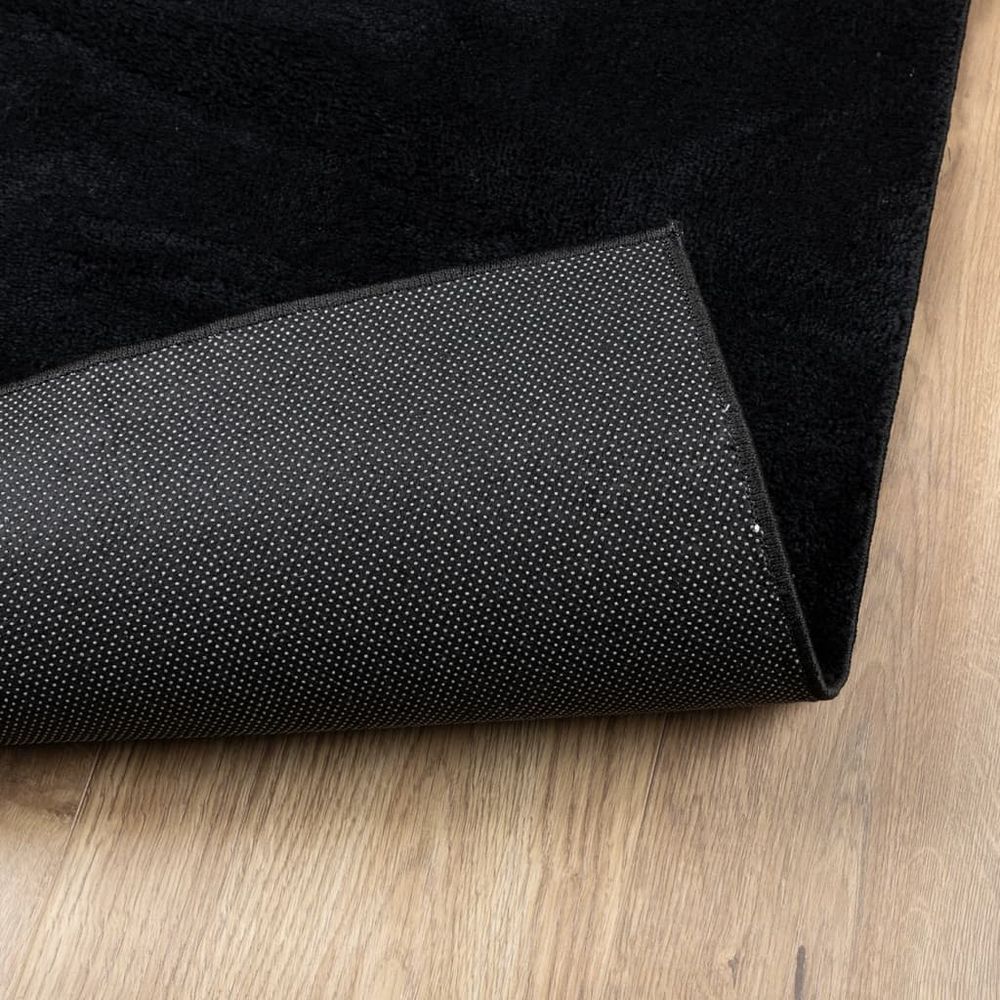 Rug OVIEDO Short Pile Black 80x200 cm