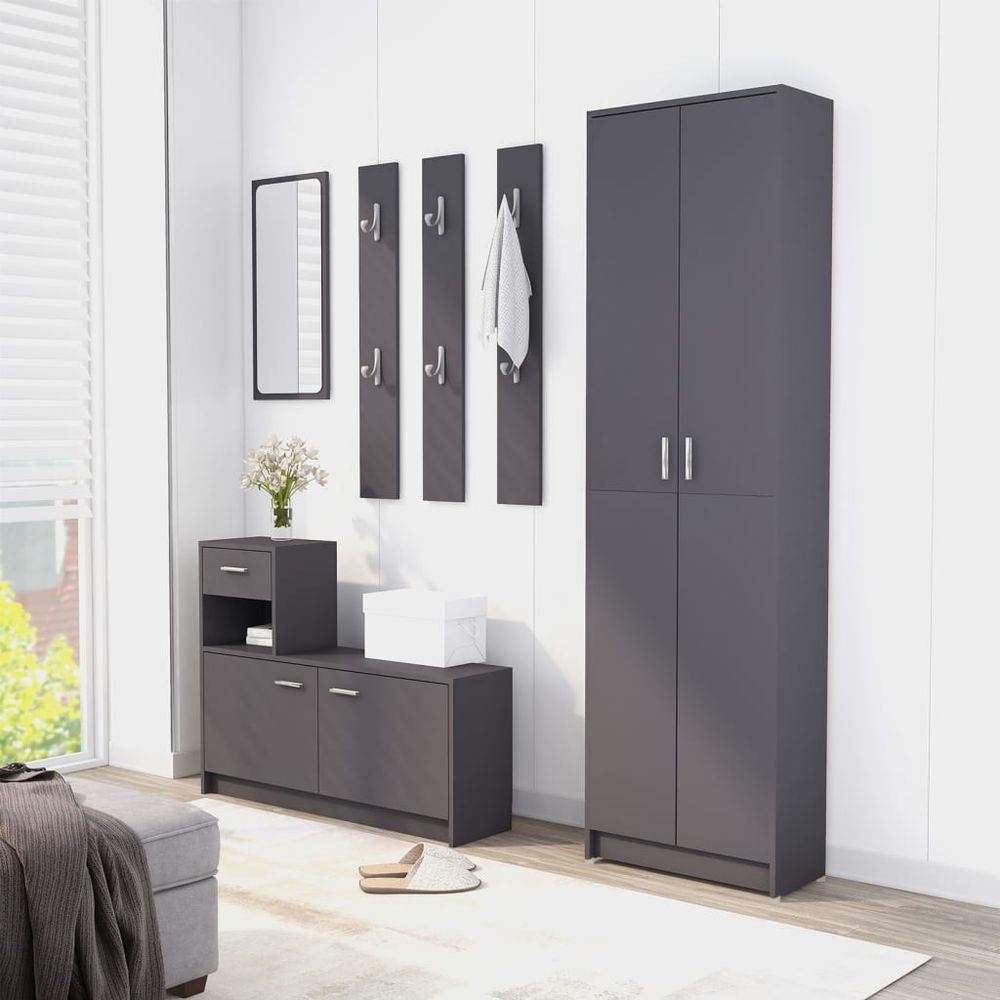 Hallway Wardrobe Grey 55x25x189 cm Engineered Wood