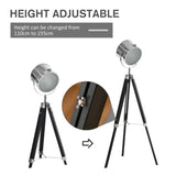 Industrial Style Adjustable Tripod Floor Lamp, Searchlight Reading Lamp