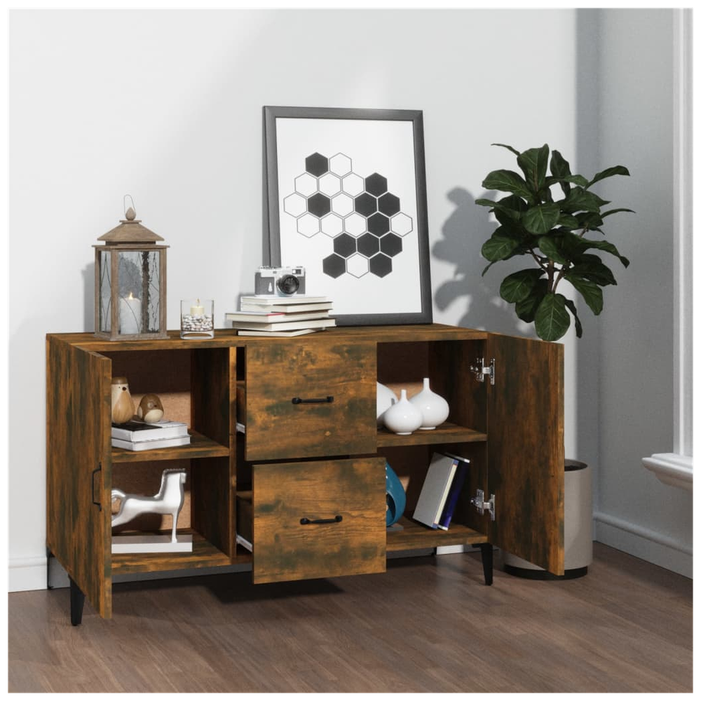 Sideboard Smoked Oak 100x36x60 cm Engineered Wood