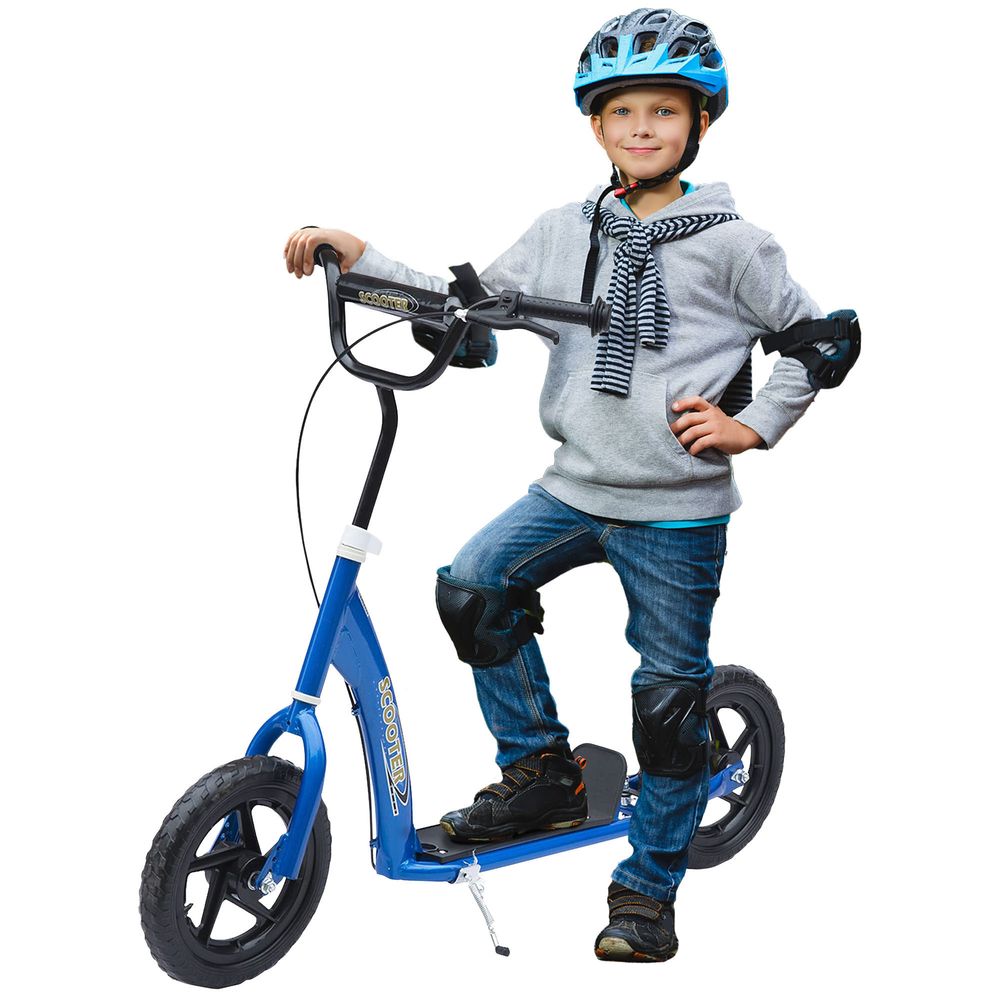 Push Scooter Teen Kids Stunt Bike Ride On with 12" EVA Tyres, Blue