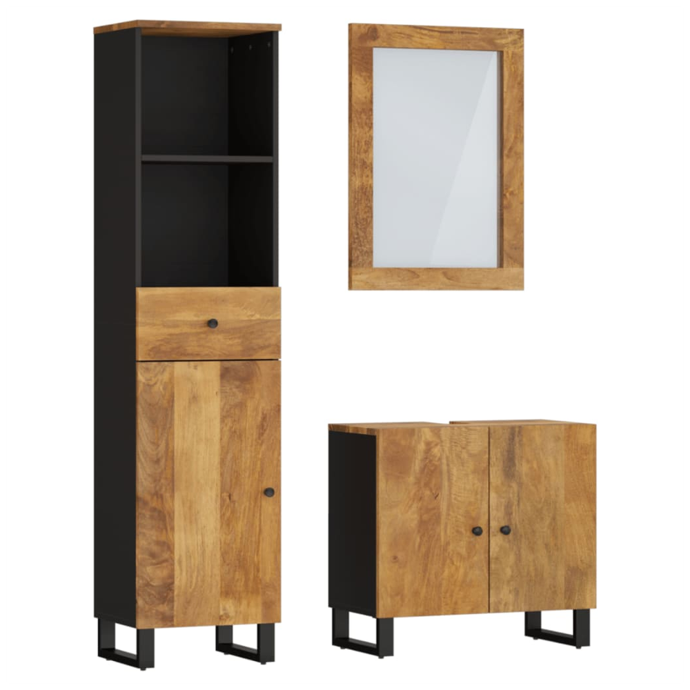 3 Piece Bathroom Furniture Set Solid Wood Mango