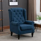 Accent Armchair Home Furniture Retro Tufted Club Wood Fabric Blue