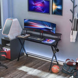 Gaming Computer Desk Writing Table w/ Headphone Hook Curved Front