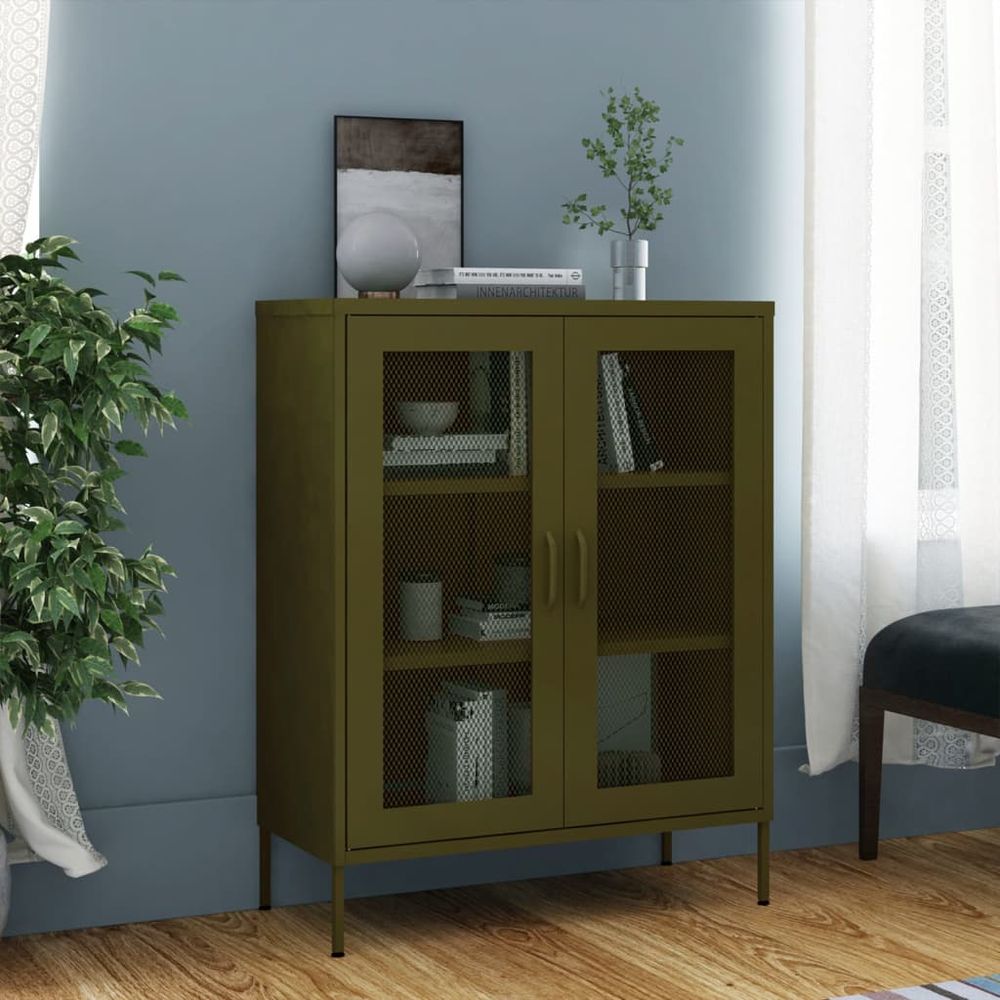 Storage Cabinet Olive Green 80x35x101.5 cm Steel