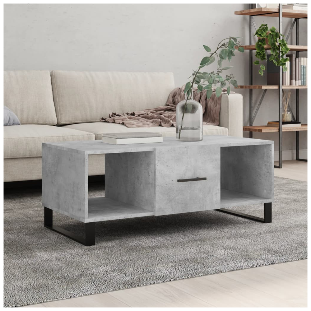 Coffee Table Concrete Grey 102x50x40 cm Engineered Wood