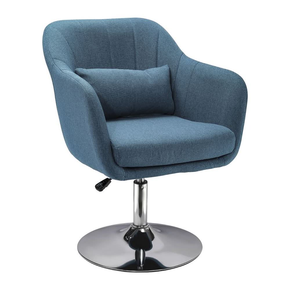 HOMCOM Stylish Retro Linen Swivel Tub Chair Steel Frame Cushion Seat Blue