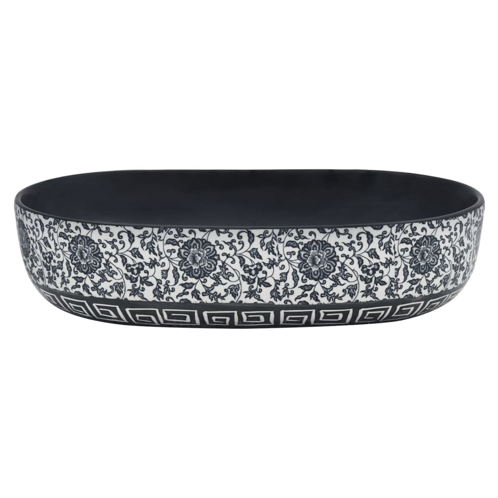 Countertop Basin Black and Blue Oval 59x40x14 cm Ceramic